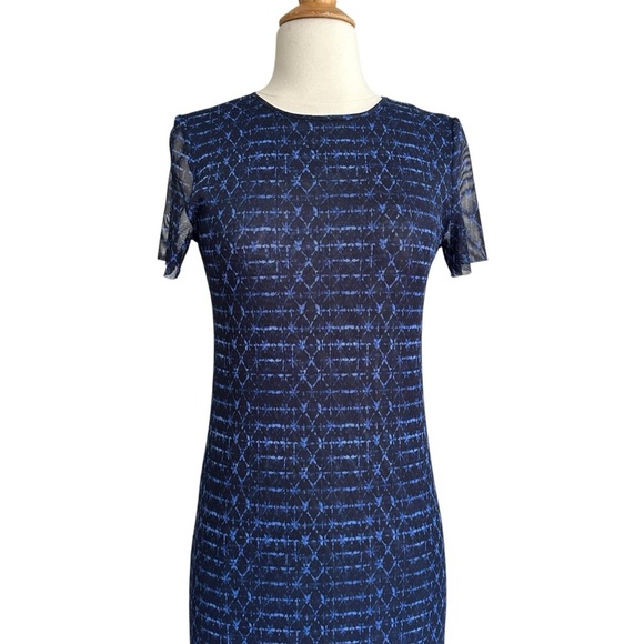 MISA Los Angeles Vanessa Patterned Column Maxi Dress Sheer Mesh Whimsy Sz Small - Picture 3 of 14